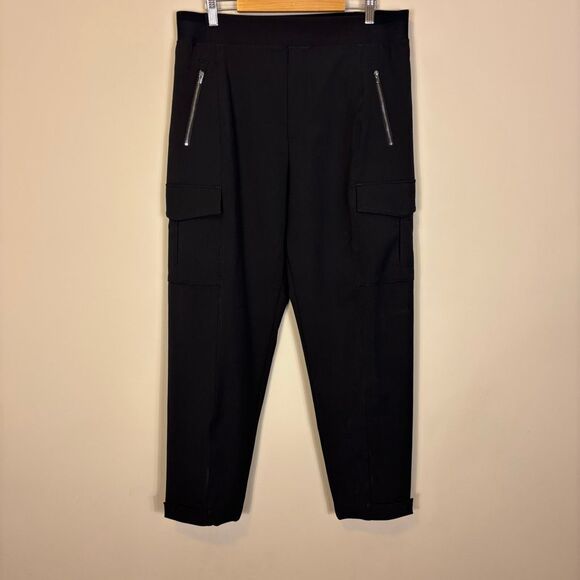 Athleta Pants - Athleta Black Cargo Zipper Pocket Straight Leg Pants Women's 14